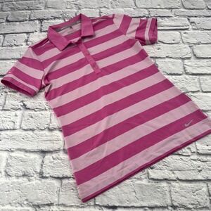 Nike Golf Womens Pink Striped Dri-FIT Polo Shirt The Club at Porto Cima Small